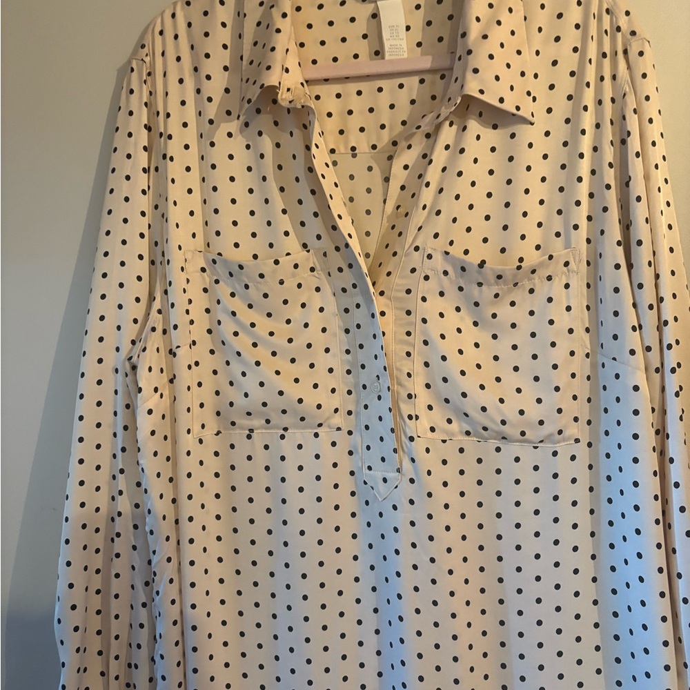 H&M Cream Polka Dot Long Sleeve Dress - Picture 2 of 5